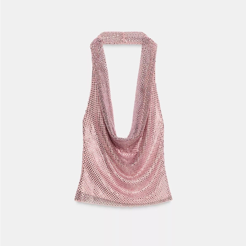 Zara Pink Shimmer Halter Top